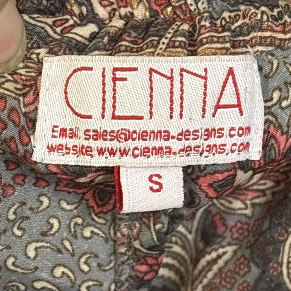 Cienna Pants Women S Silk Poly Blend Gold Red Floral Paisley Wide Leg Pants Boho - Picture 14 of 16